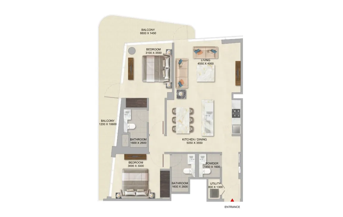 2 Bedroom floor plan