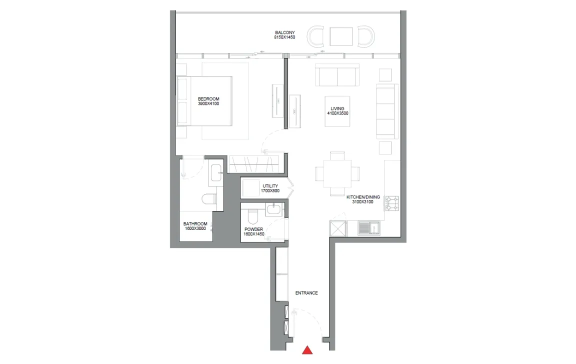 1 Bedroom floor plan