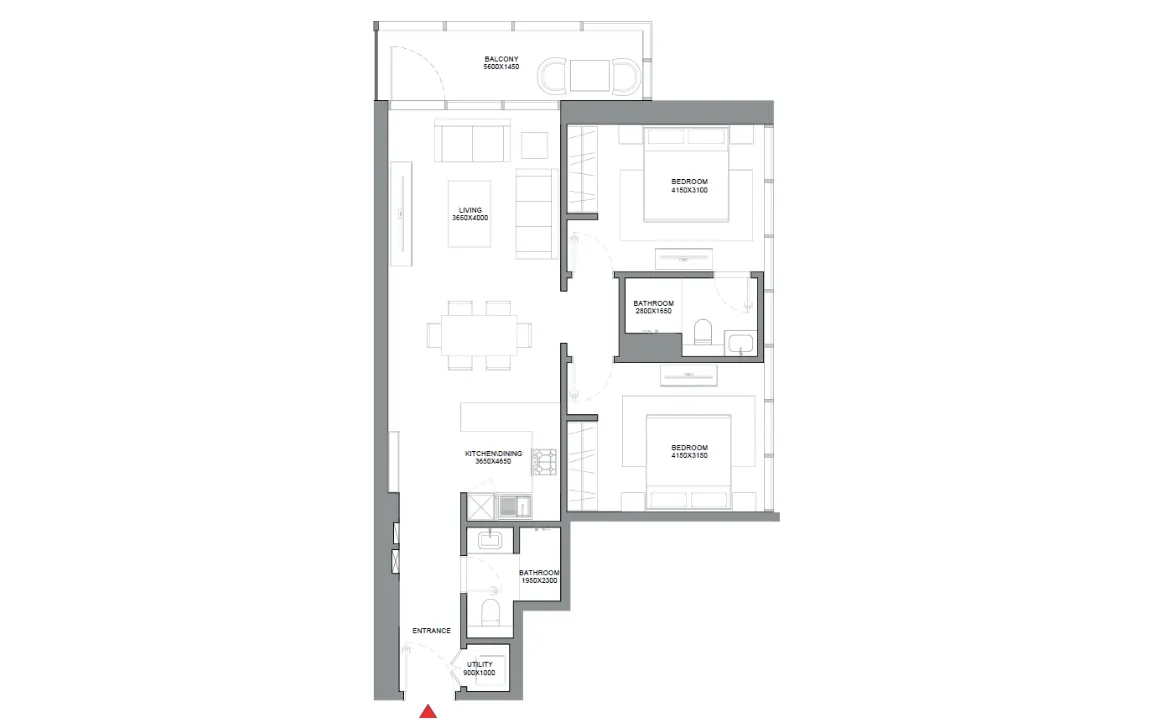 2 Bedroom floor plan