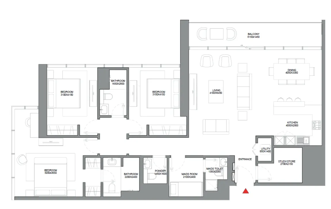 3 Bedroom floor plan