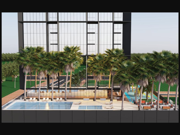 Altai Tower JVT Dubai exterior and pool deck