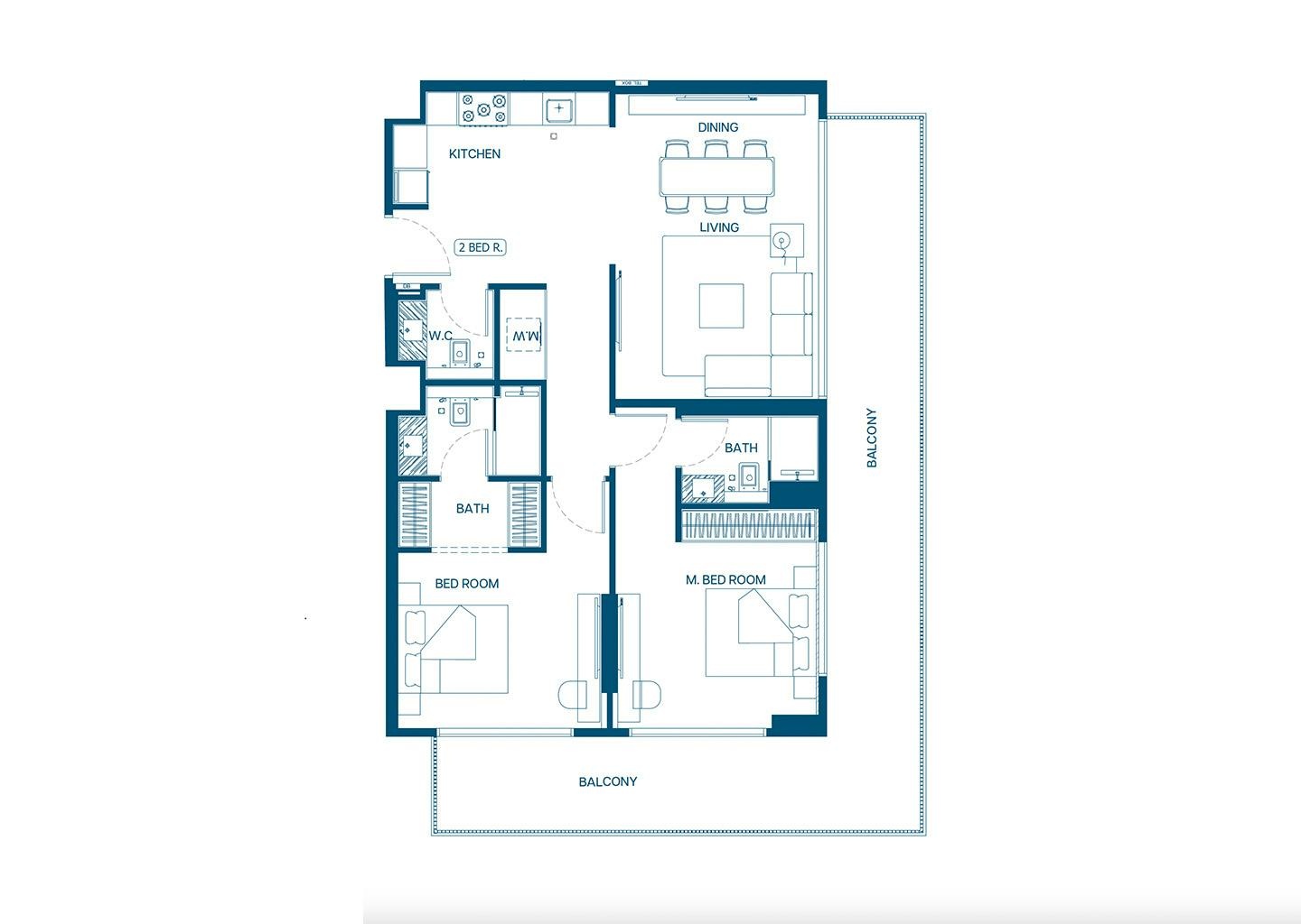 2 Bedroom floor plan