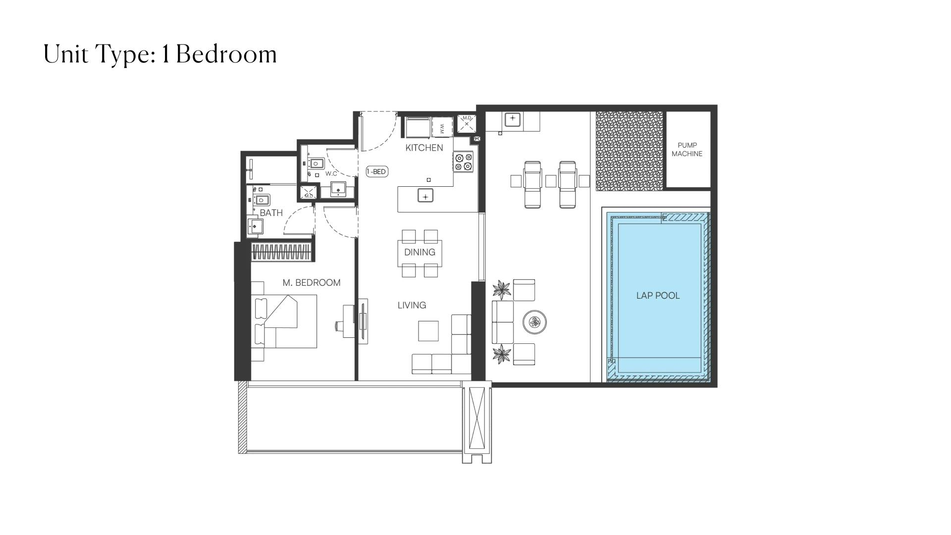 1 Bedroom floor plan