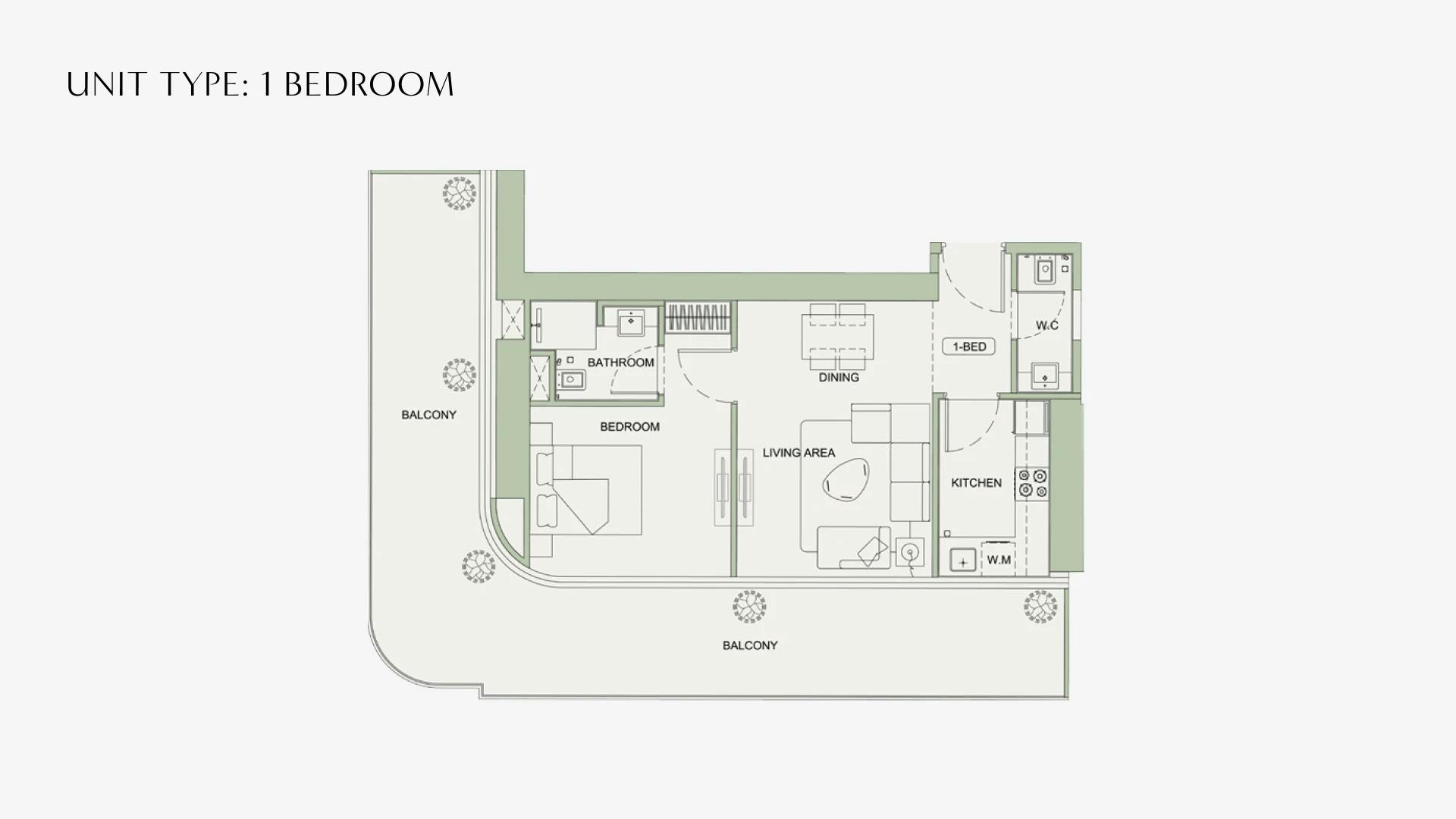 1 Bedroom floor plan
