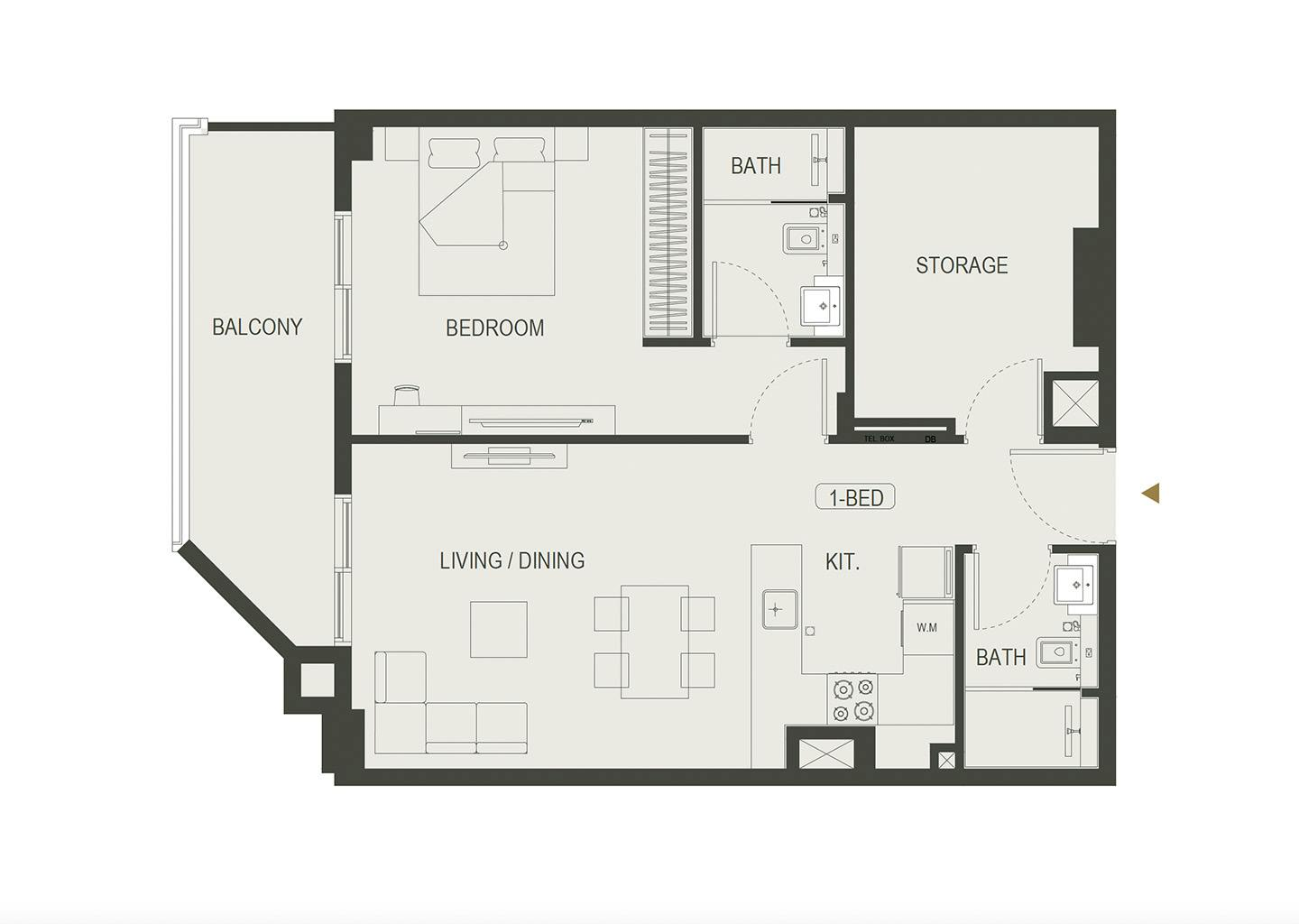 1 Bedroom floor plan