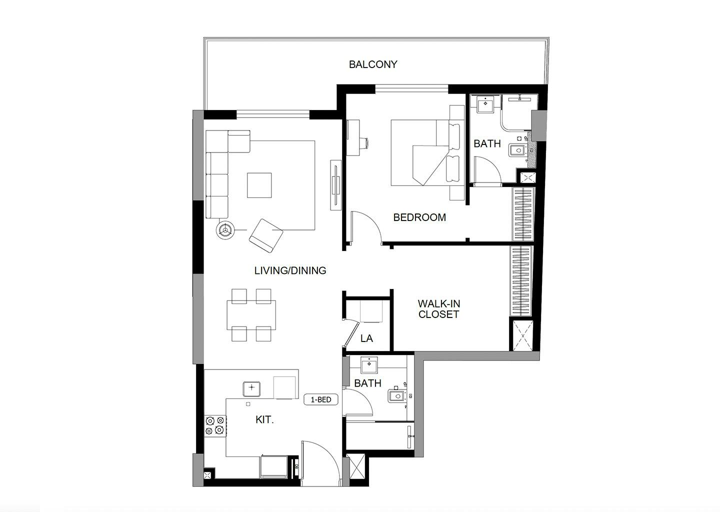 1 Bedroom floor plan