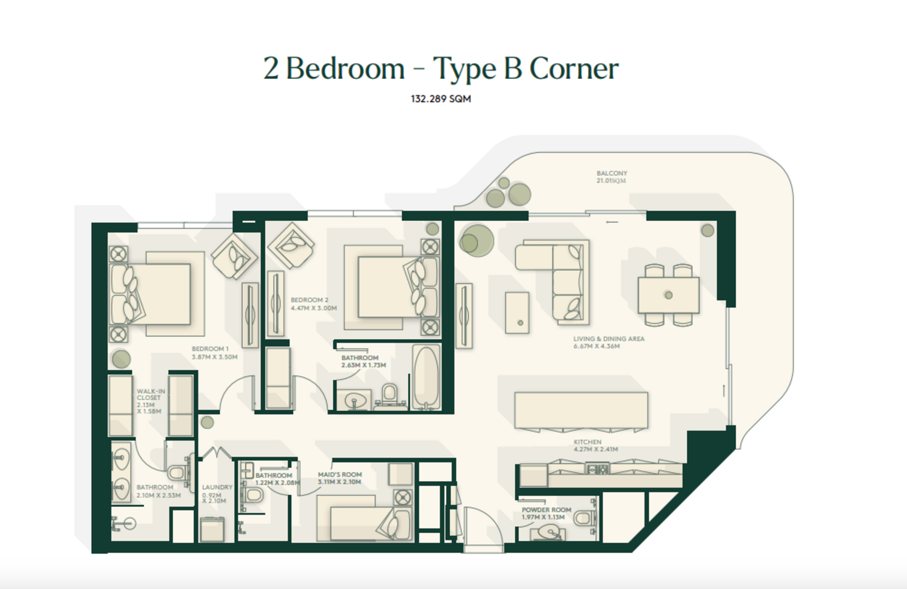2 Bedroom floor plan