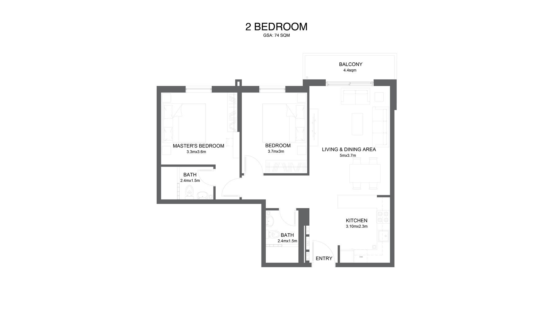 2 Bedroom floor plan