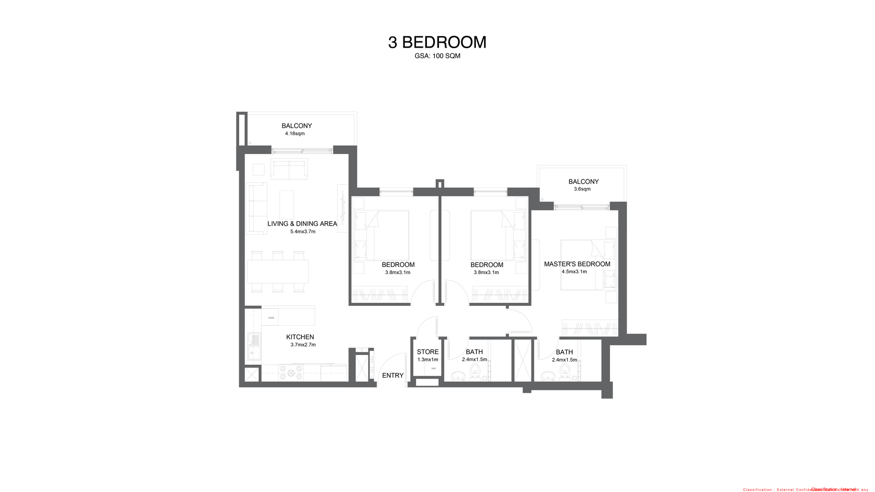 3 Bedroom floor plan