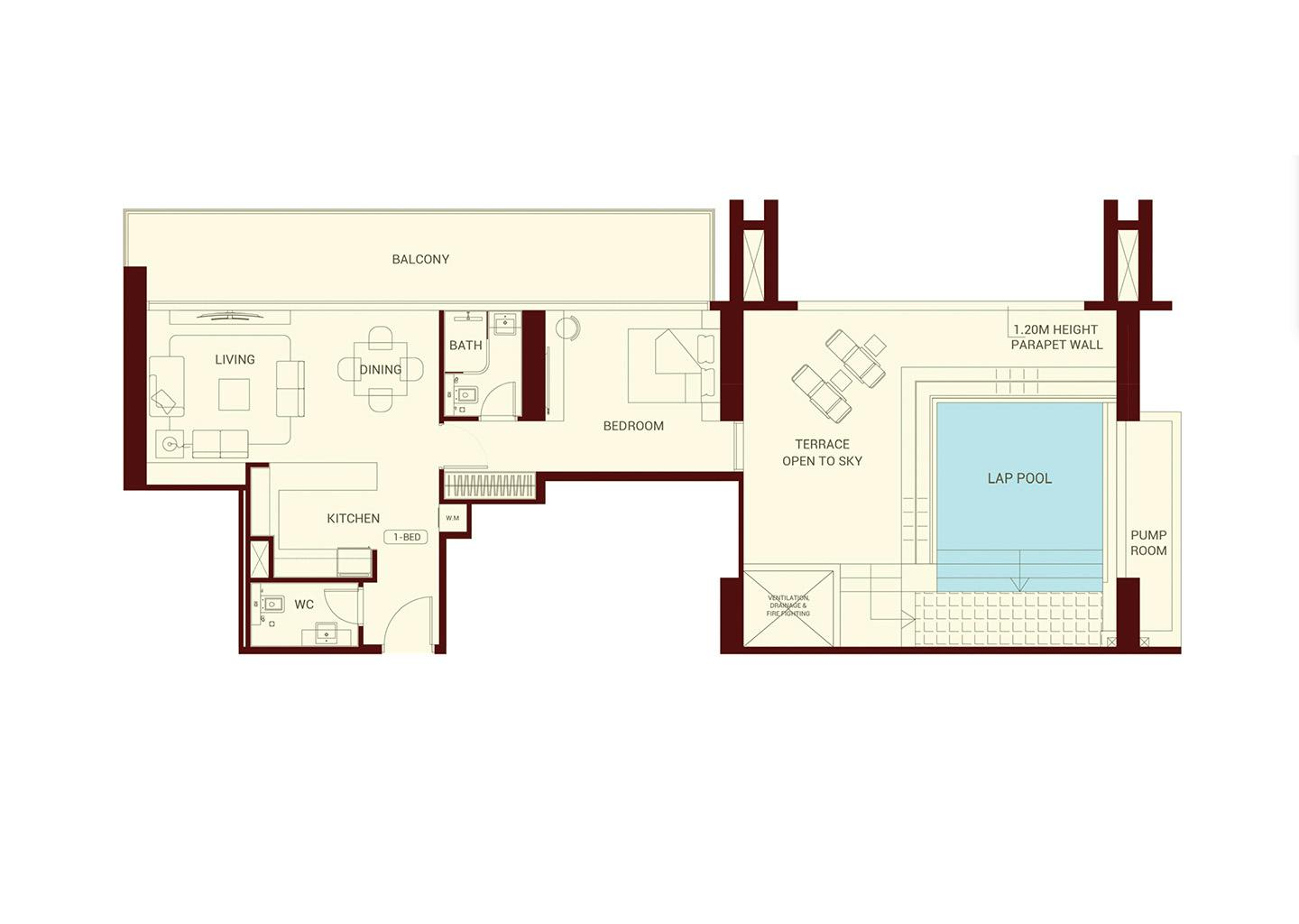 1 Bedroom floor plan