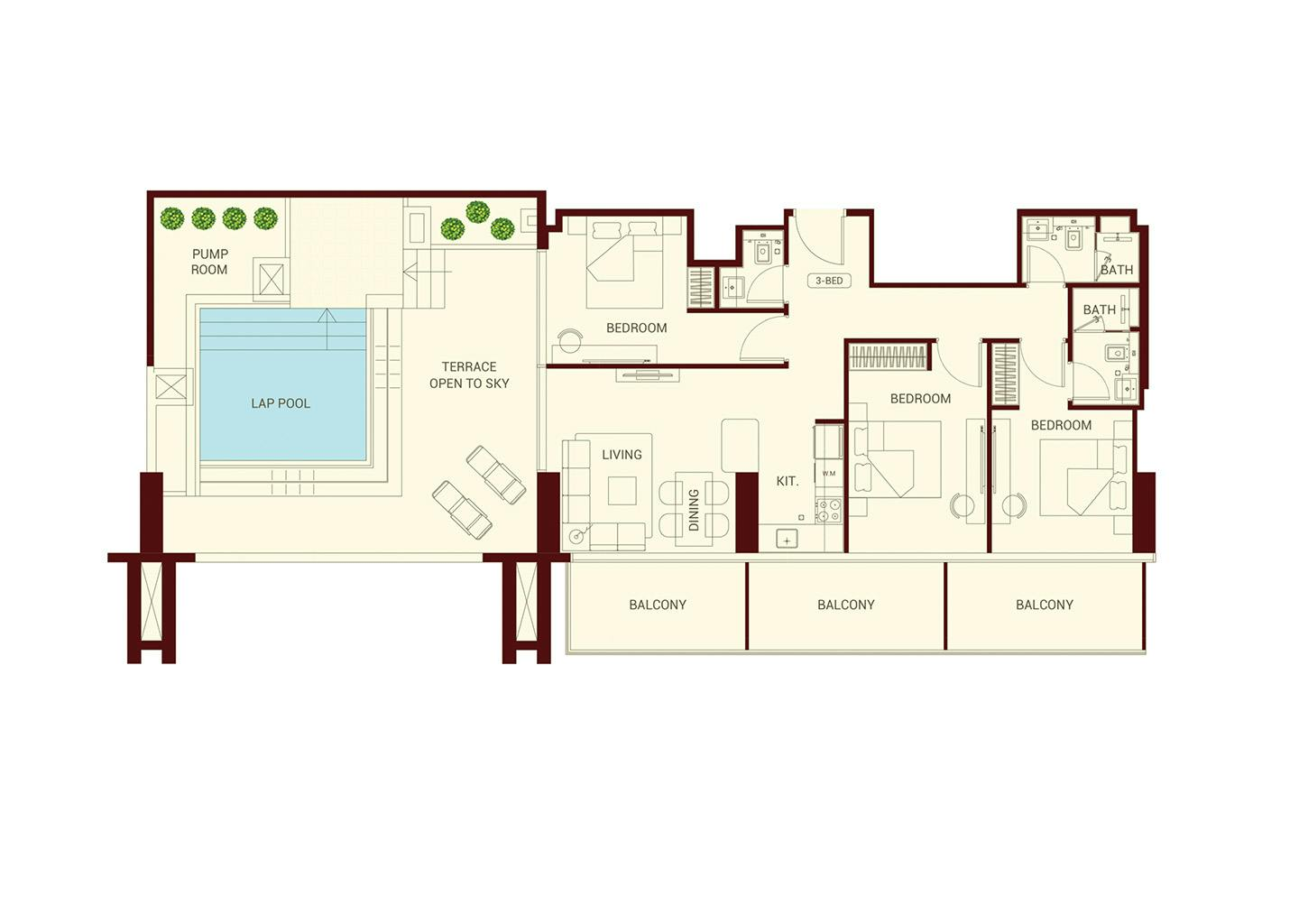 3 Bedroom floor plan