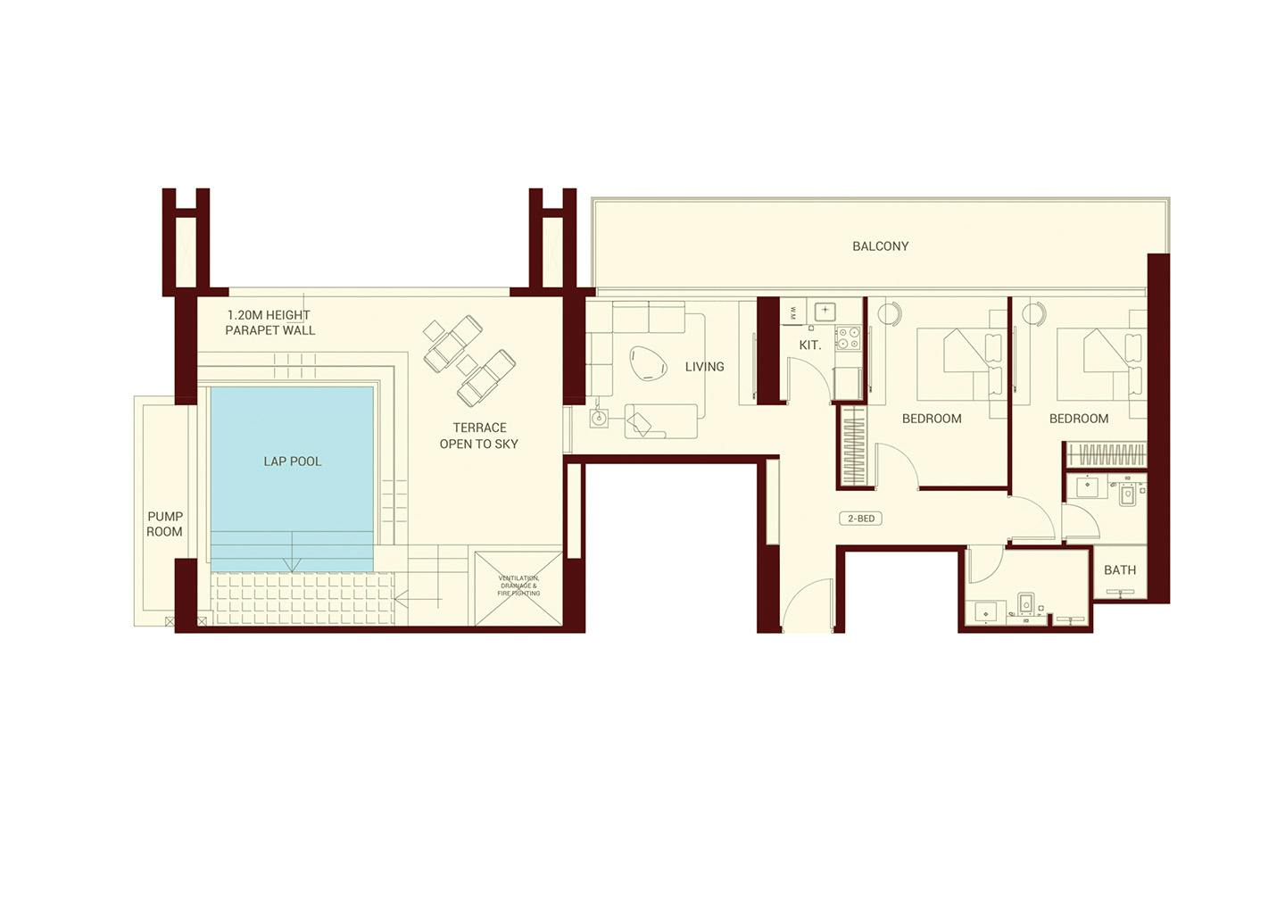 2 Bedroom floor plan