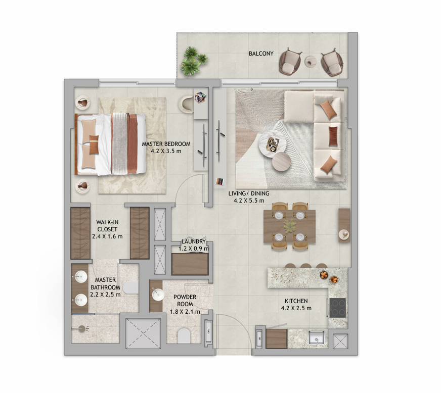 1 Bedroom floor plan